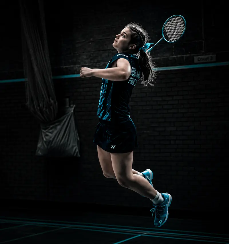 Anastasiia Ruban in high-performance action on court